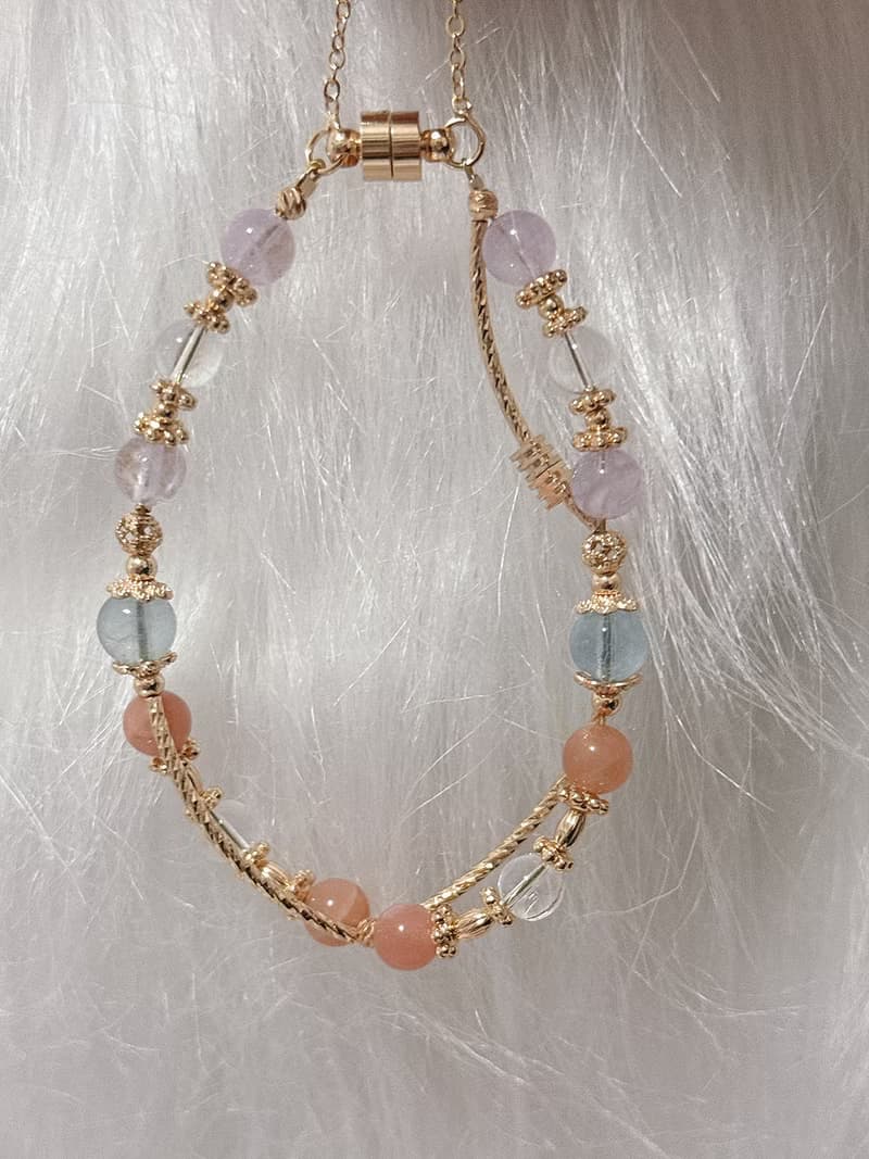 天然水晶 太陽石 白水晶 海藍寶 薰衣草紫晶 水晶手鍊