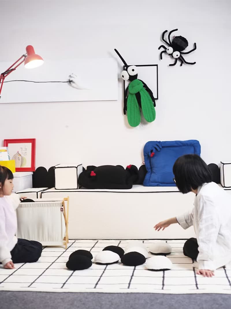 織布云麻麻原創設計黑白格子地毯客廳臥室家用沙發茶幾毯親子娛樂