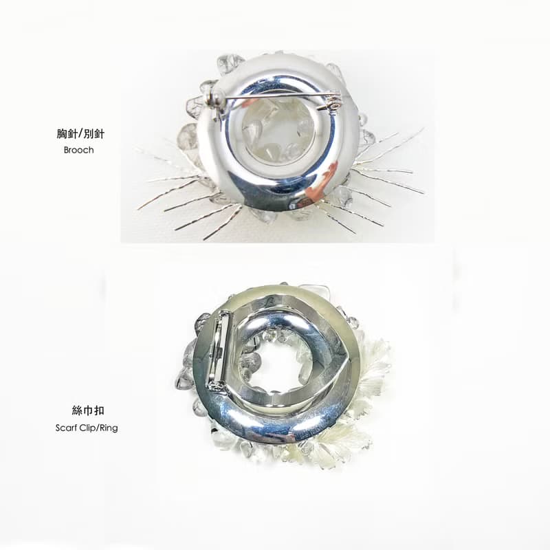【母親節禮盒】精緻半寶石胸針 日本風格胸針 粉紅色水晶