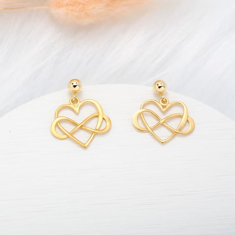 【Angel & Me】無限 愛心 s925 純銀 厚鍍 24k純金 一對耳環 耳夾