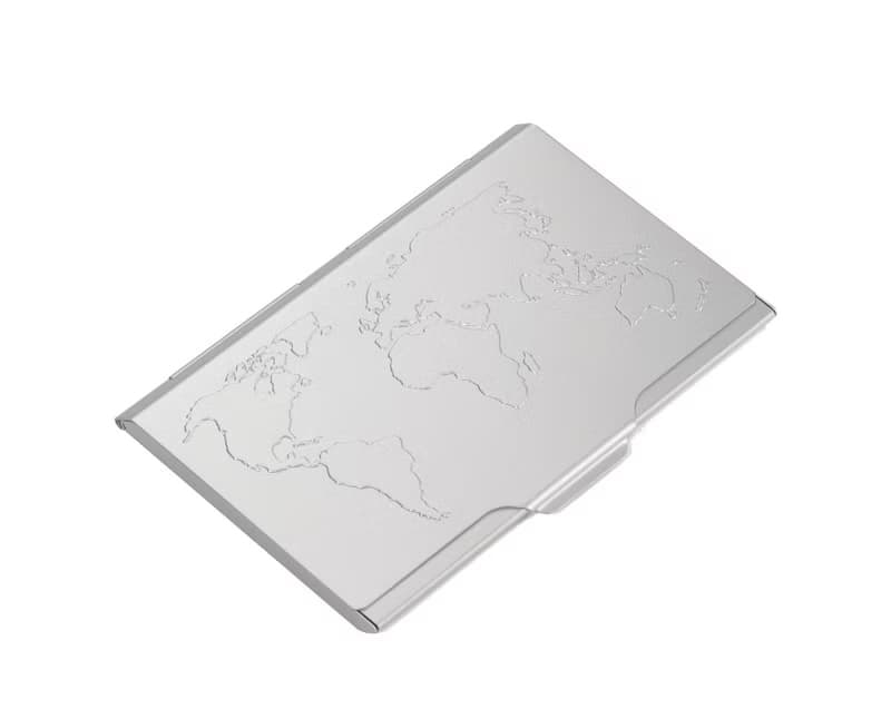 【畢業禮物】世界地圖輕巧名片夾(銀色)