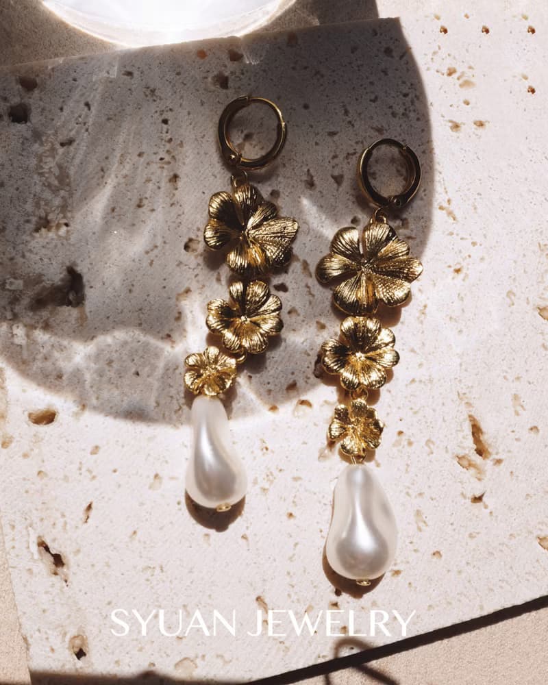 Bloom綻放—奧地利水晶珍珠垂墜式耳環 生日 情人節禮物