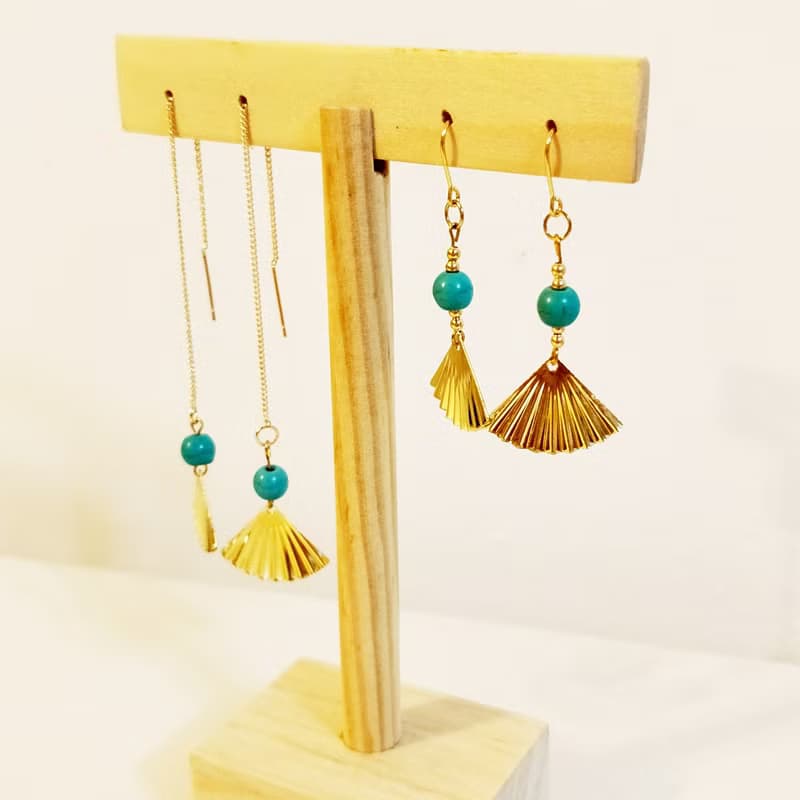 ::民族BOHO系列:: 波西米亞風耳飾 耳線 扇形耳飾 穿線耳環