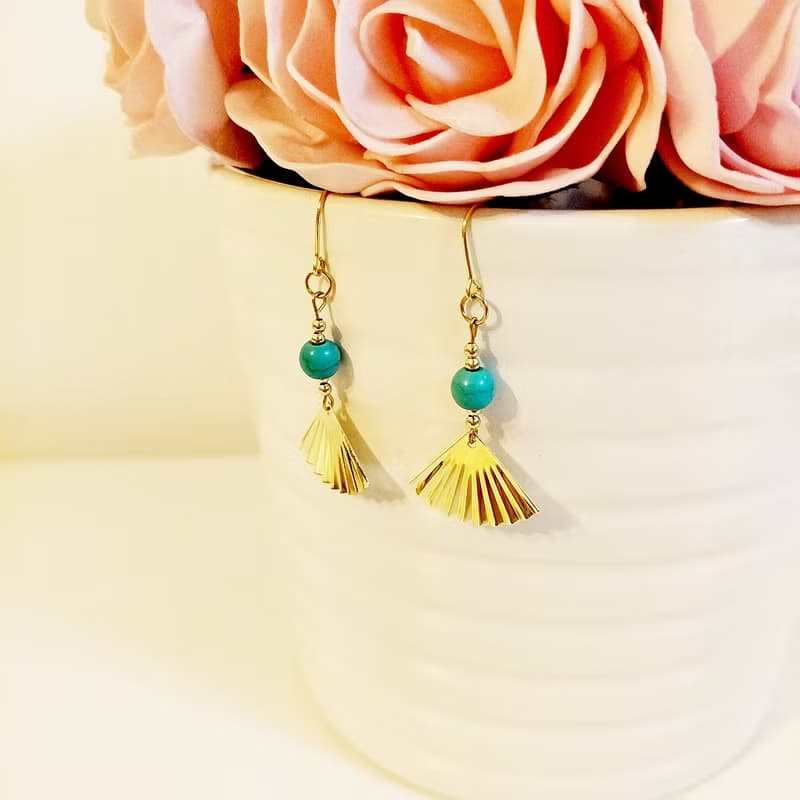 ::民族BOHO系列:: 波西米亞風耳飾 耳線 扇形耳飾 穿線耳環