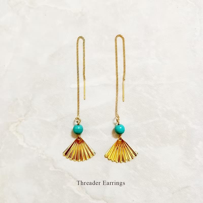 ::民族BOHO系列:: 波西米亞風耳飾 耳線 扇形耳飾 穿線耳環