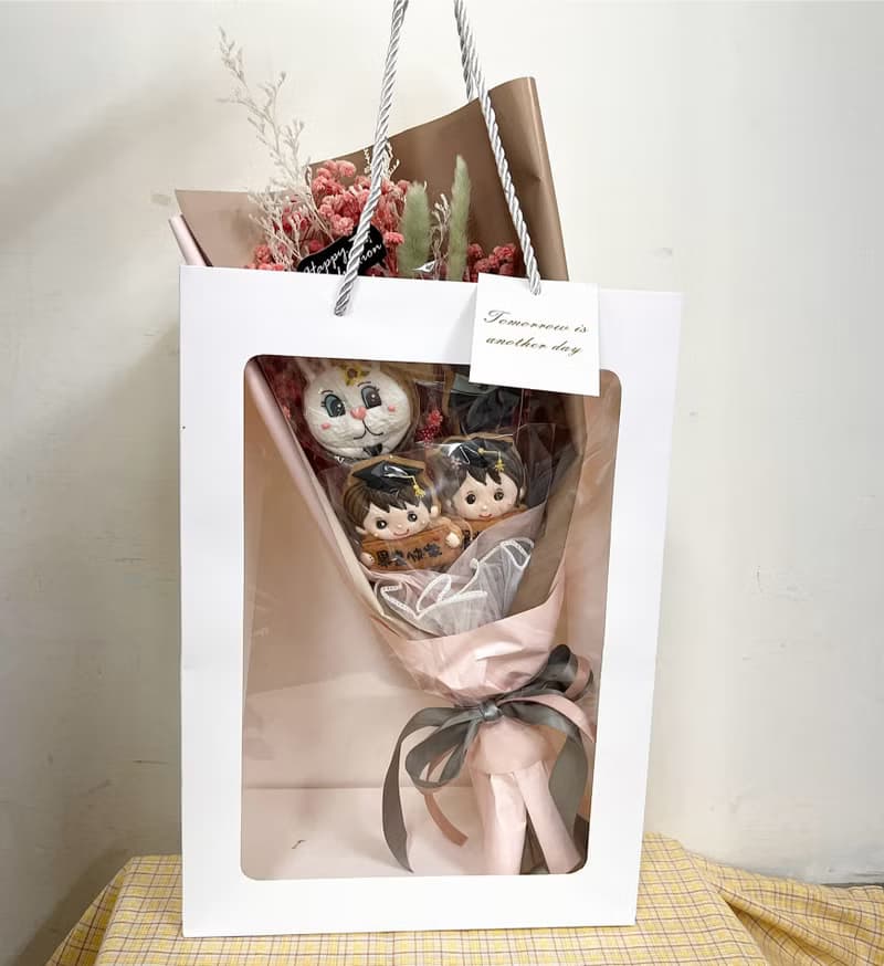 畢業糖霜餅乾花束—畢業男孩女孩熊+星星5片糖霜餅乾 低糖無香精