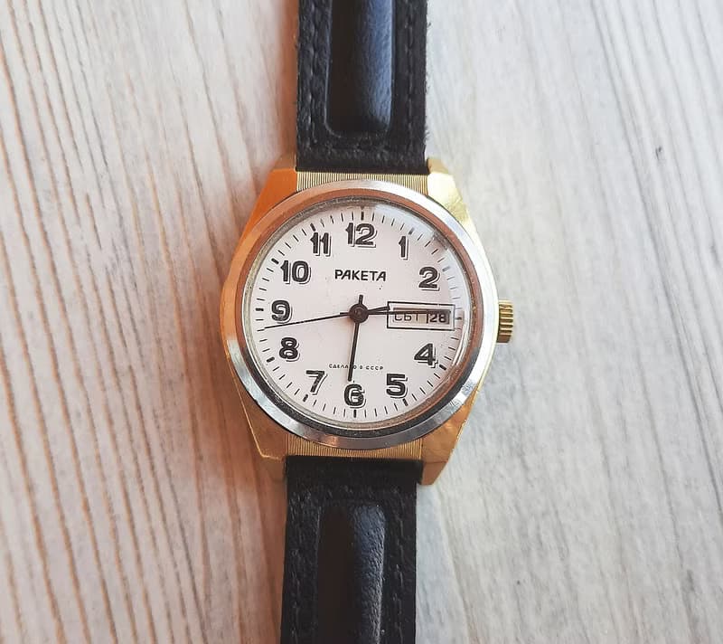 Raketa 2628.H Soviet mens watch wind up – gold plated case watch made in USSR