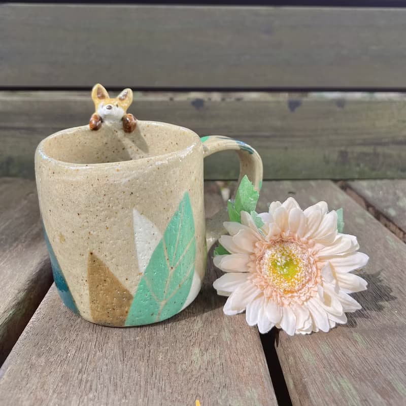 A Lu 快樂小狐狸陶杯/禮物 手作手繪 美國進口陶土 原創僅此一件