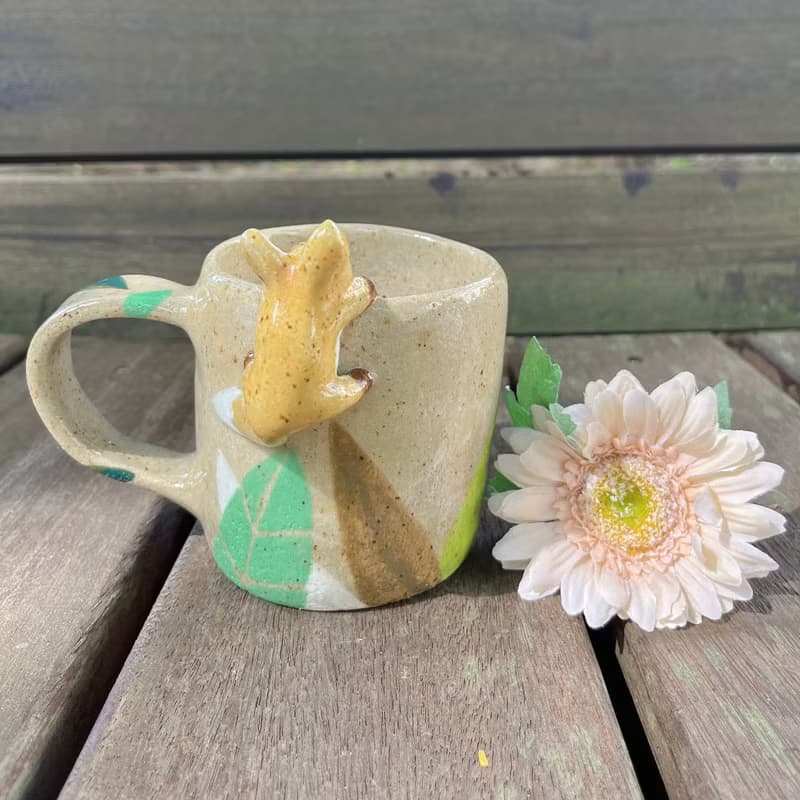A Lu 快樂小狐狸陶杯/禮物 手作手繪 美國進口陶土 原創僅此一件