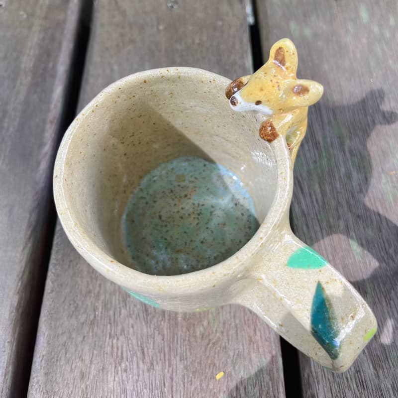 A Lu 快樂小狐狸陶杯/禮物 手作手繪 美國進口陶土 原創僅此一件
