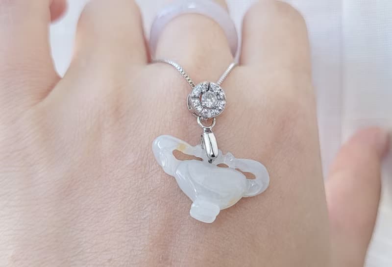 親翠 天然翡翠 冰飄黃特色牛頭銀鑲鋯石釦頭鎖骨鏈 生肖牛