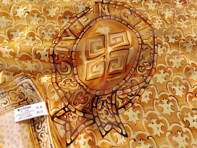 Givenchy Vintage Silk Scarf Brown Motifs Gift for Her 24 x 23 inches