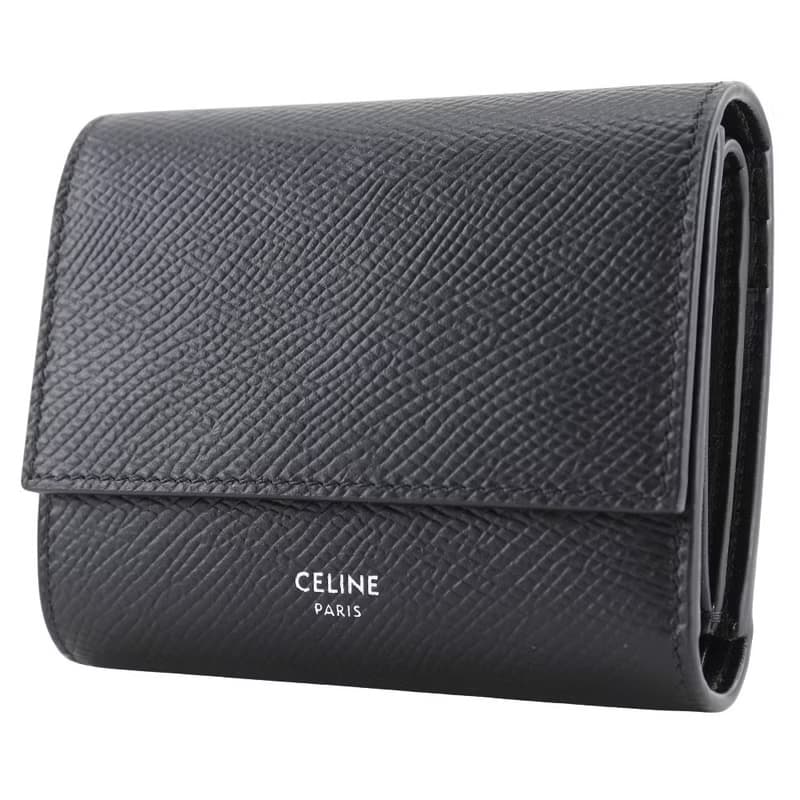 【日本直送】セリーヌ CELINE スモール トリフォールド ウォレット 三つ折り財布 10B573BEL レザー 黒 ユニセックス【中古】