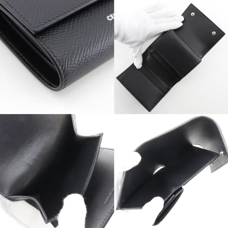 【日本直送】セリーヌ CELINE スモール トリフォールド ウォレット 三つ折り財布 10B573BEL レザー 黒 ユニセックス【中古】