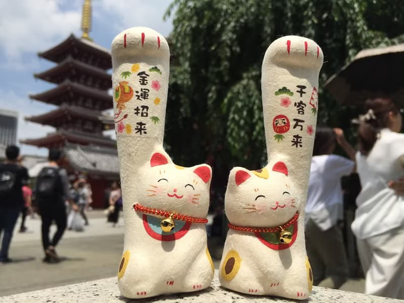 手長貓一對 和紙招財貓 千客萬來與金運招來-小 招財 開運 送禮