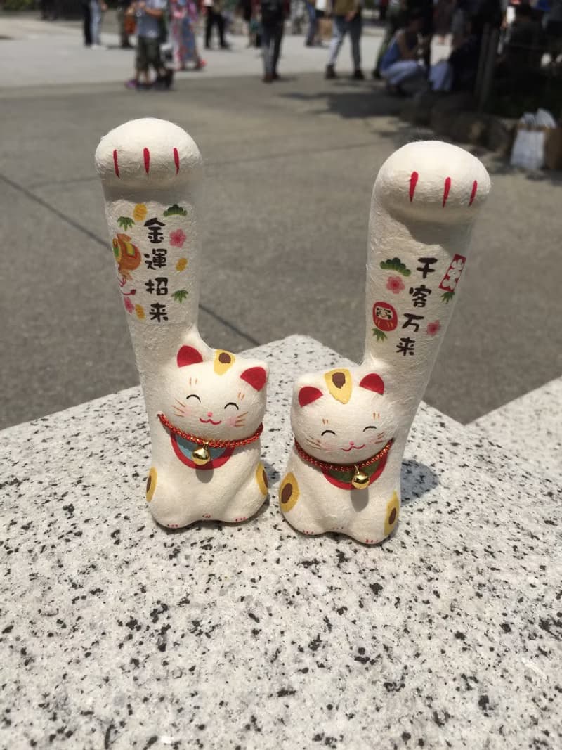 手長貓一對 和紙招財貓 千客萬來與金運招來-小 招財 開運 送禮