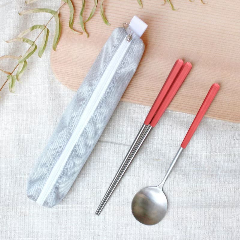 創意六角好筷匙餐具組1組入-珊瑚橘