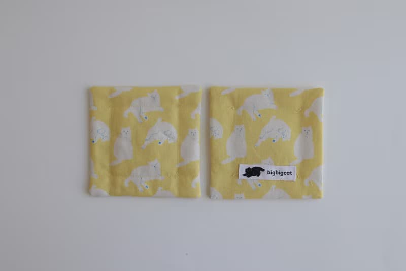 big big cat coasters - one day (yellow)