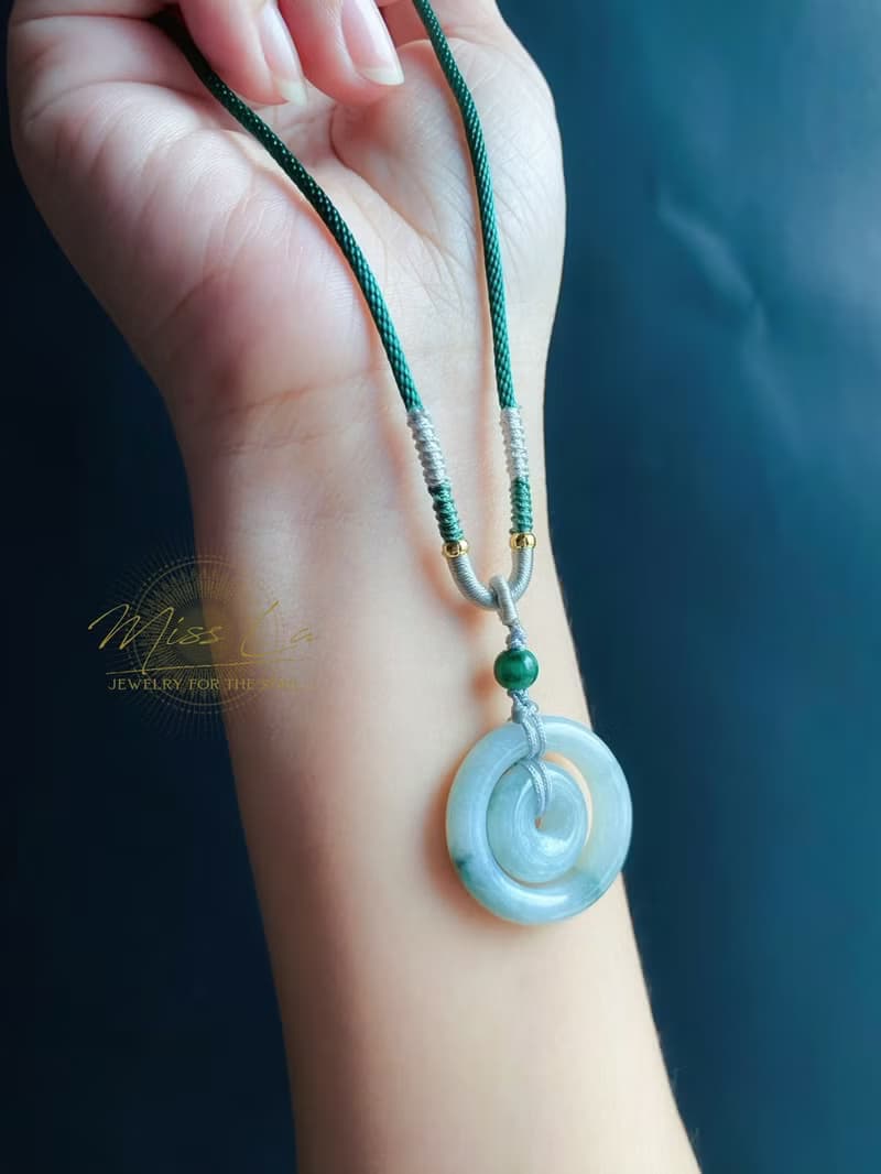 天然緬甸玉翡翠 飄花 子母扣 項鍊 禮物 長輩禮 jadeite 小孩配戴