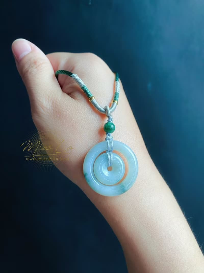 天然緬甸玉翡翠 飄花 子母扣 項鍊 禮物 長輩禮 jadeite 小孩配戴