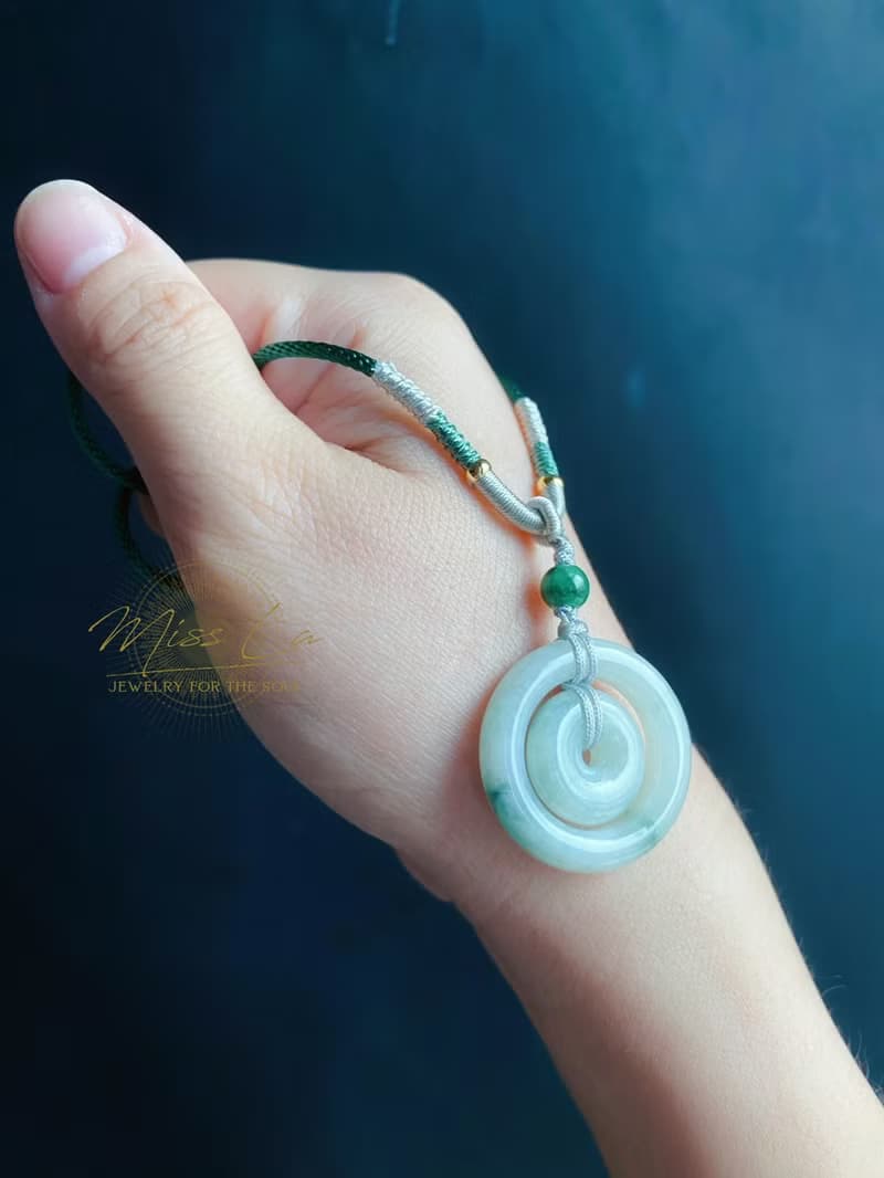 天然緬甸玉翡翠 飄花 子母扣 項鍊 禮物 長輩禮 jadeite 小孩配戴