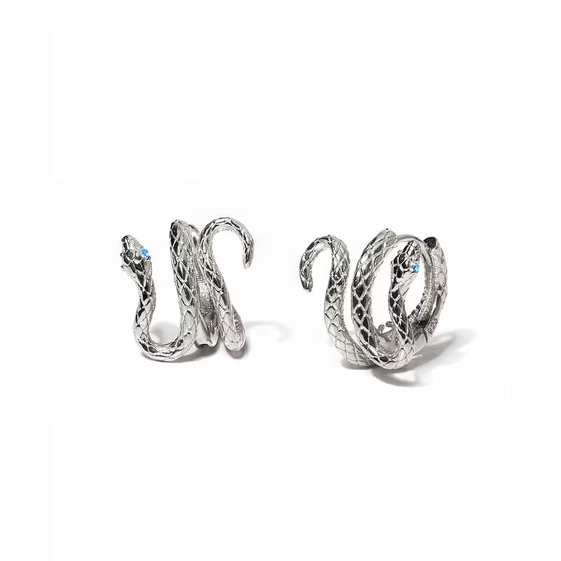 Korean HOT_Petite Snake One Touch Earrings