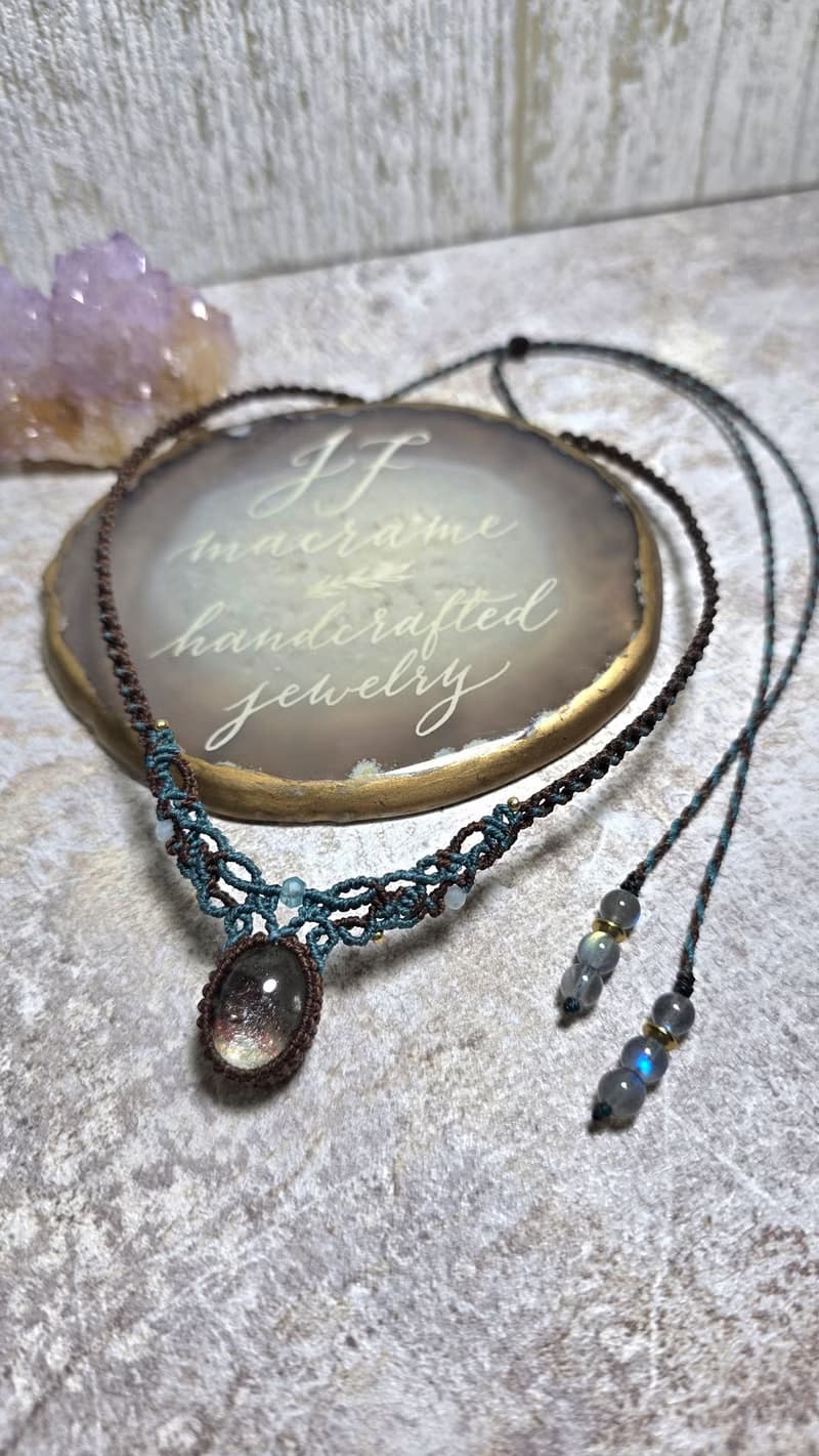 GP02綠幽靈。南美蠟線編織項鍊