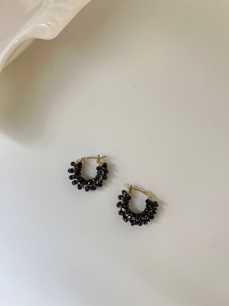 法式重工黑色尖晶石多層項鏈 鎖骨鏈