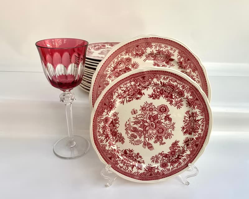 甜點/沙拉盤 復古 Villeroy & Boch 紅色瓷器 德國 1970 年