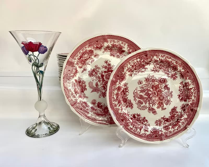 甜點/沙拉盤 復古 Villeroy & Boch 紅色瓷器 德國 1970 年