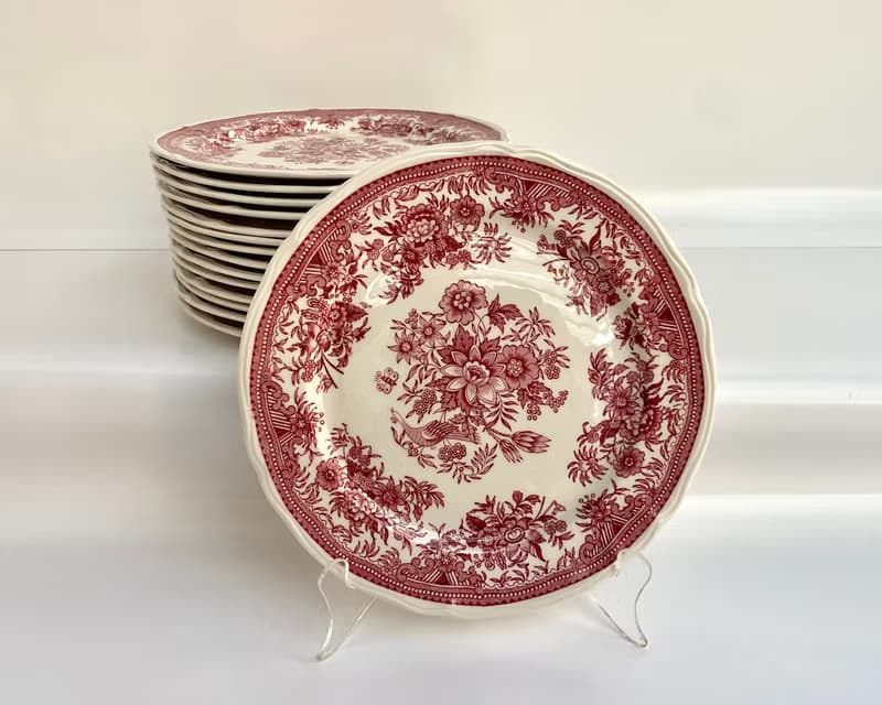 甜點/沙拉盤 復古 Villeroy & Boch 紅色瓷器 德國 1970 年