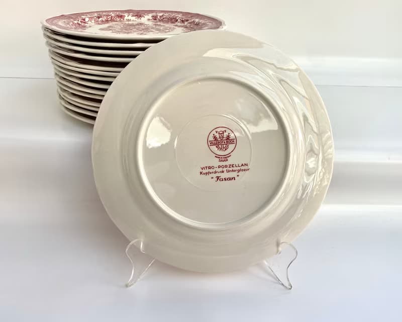 甜點/沙拉盤 復古 Villeroy & Boch 紅色瓷器 德國 1970 年