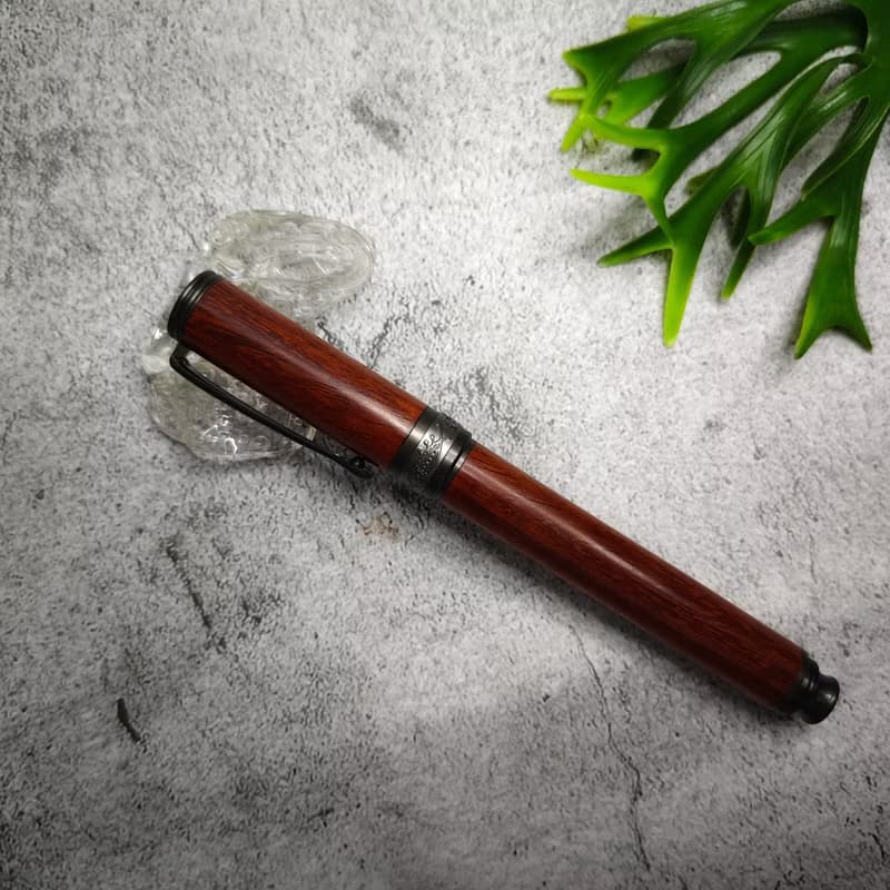 紫檀木 原木 手工筆 鋼筆 轉轉魚款