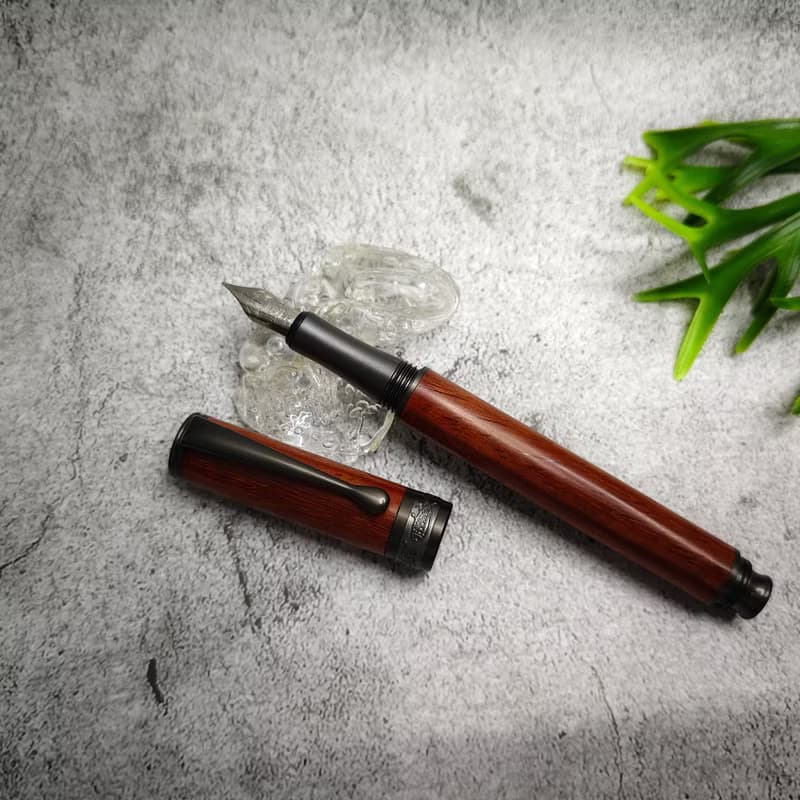 紫檀木 原木 手工筆 鋼筆 轉轉魚款