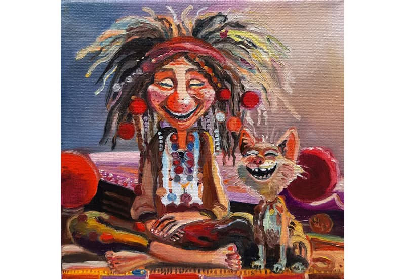Funny Painting Original Art Small Impasto Oil Painting on Canvas