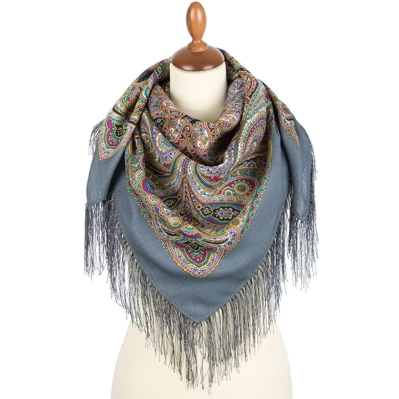 Authentic Pavlovo Posad Russian Shawl Scarf Soft 100% Wool 89x89 cm 1836-1