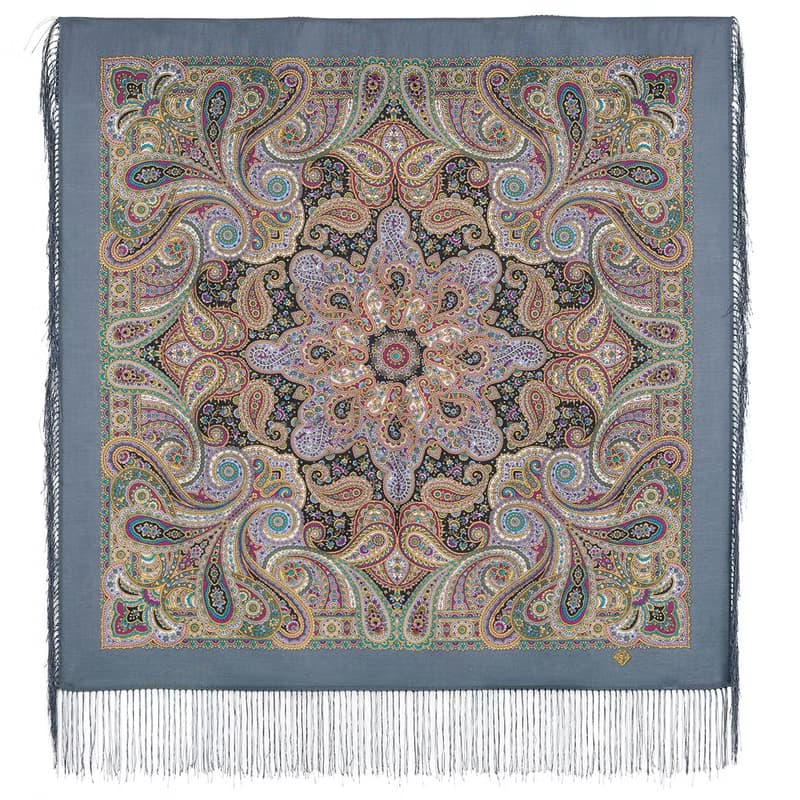 Authentic Pavlovo Posad Russian Shawl Scarf Soft 100% Wool 89x89 cm 1836-1