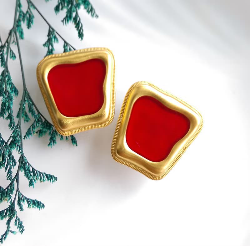 Vintage Jewelry 西洋古董飾品 個性 普普 啞光  夾式耳環
