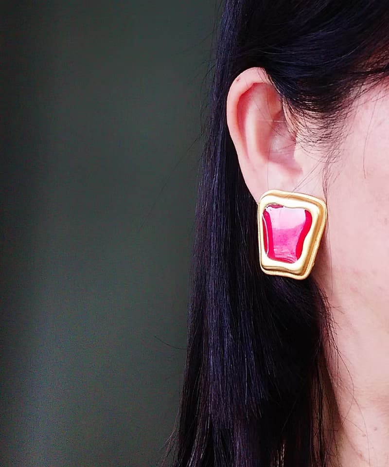 Vintage Jewelry 西洋古董飾品 個性 普普 啞光  夾式耳環