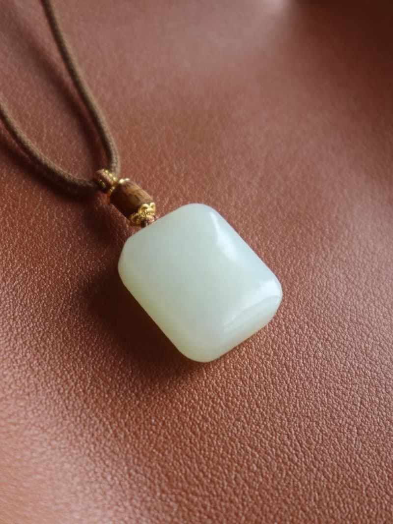 天然羊脂玉無事牌項鏈新疆羊脂玉和田玉吊墜平安喜樂順遂無憂