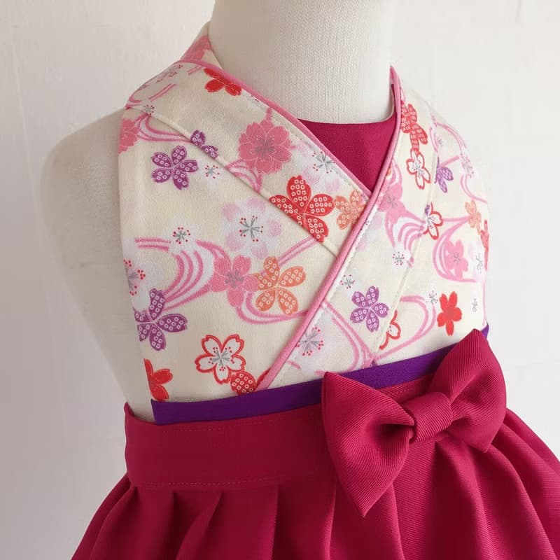 Kawaii Kimono Bib Dress(日本和服圍兜)  - 櫻花 - WR