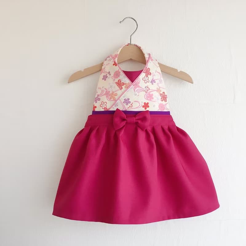 Kawaii Kimono Bib Dress(日本和服圍兜)  - 櫻花 - WR