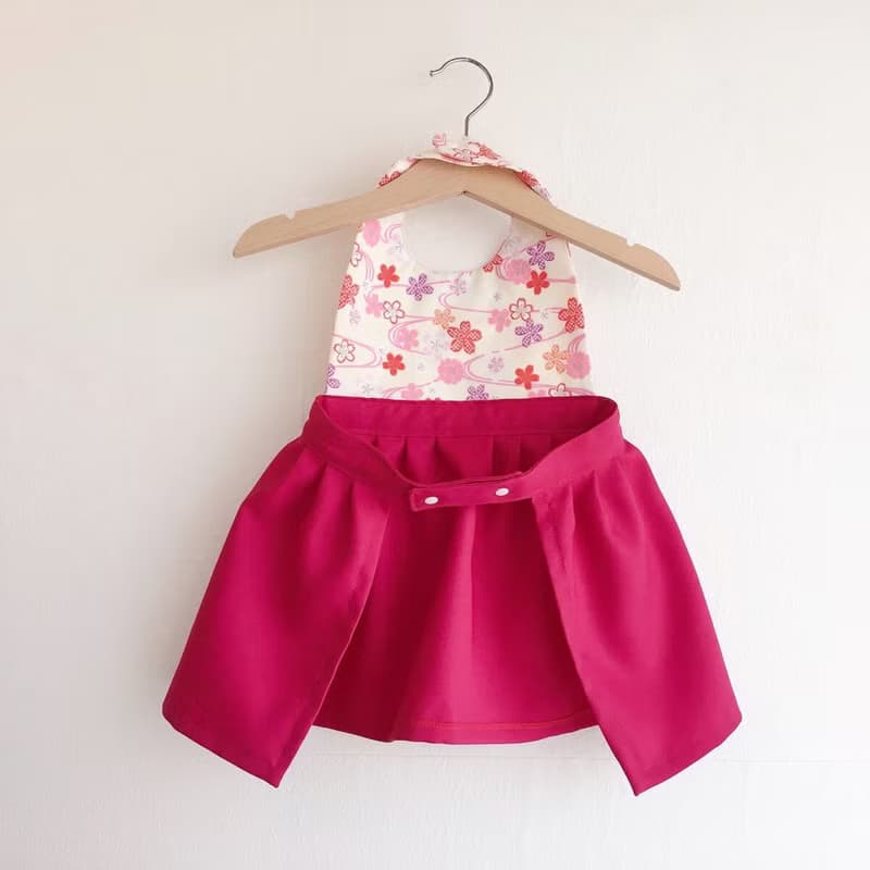 Kawaii Kimono Bib Dress(日本和服圍兜)  - 櫻花 - WR