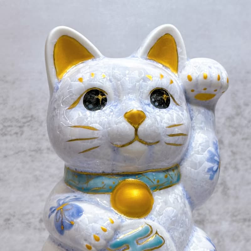 【晶藤花富】日本清水燒招財貓 | 花結晶 藤 体花 千万両 左