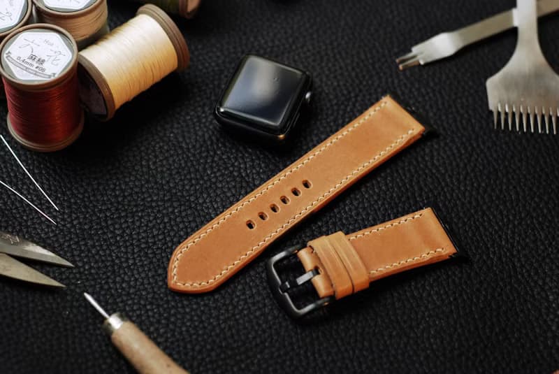 【週年慶優惠中】applewatch真皮手縫錶帶-深駝
