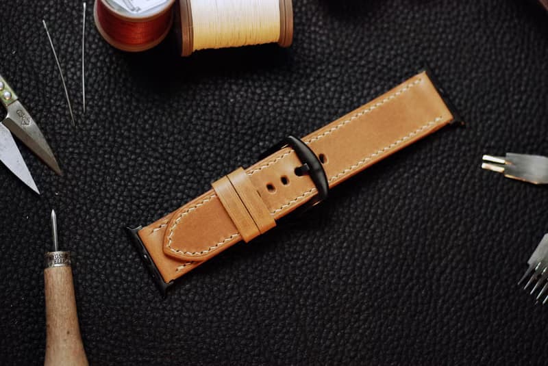 【週年慶優惠中】applewatch真皮手縫錶帶-深駝