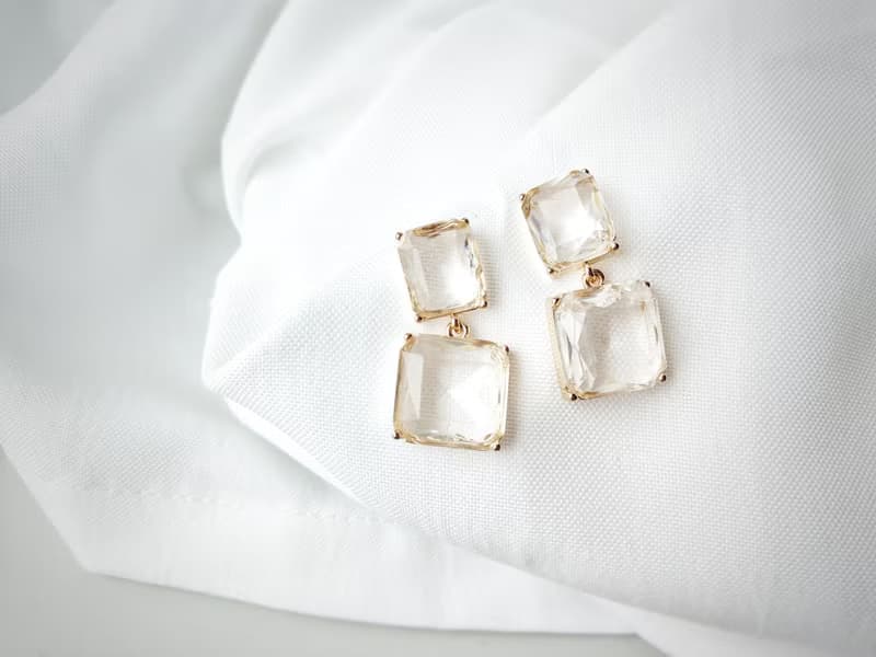 純淨白水晶 耳環 耳飾 飾品 銀 S925 金 日系 氣質 透明 寶石 透