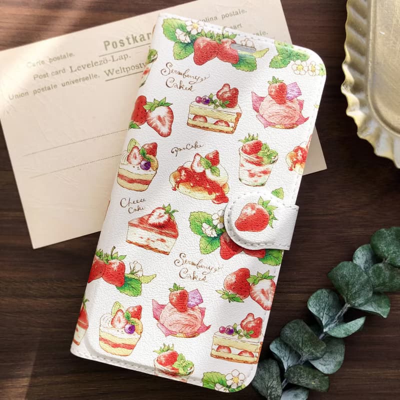 StrawberryCakes手帳型スマホケース iPhone Android