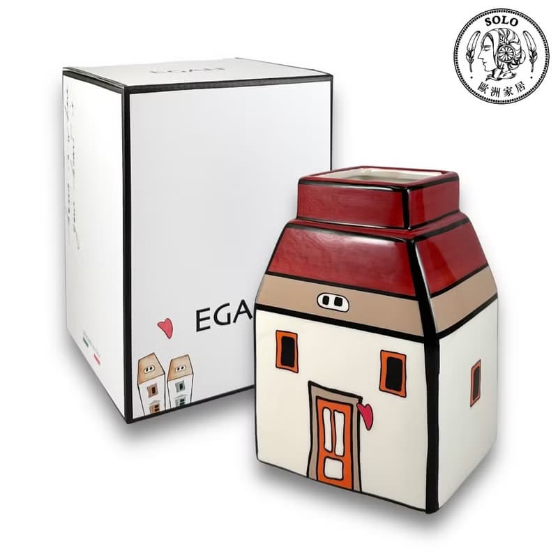 義大利EGAN- 歐式小屋系列 17CM 花器 餐具桶 工具筒 紅色