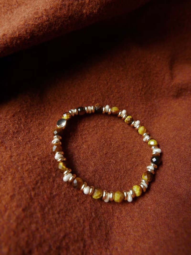 量身訂製/銅鍍金/天然石手串/黃虎眼石